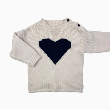 Pull crème coeur 93% laine 7% cachemire 18M