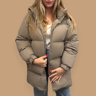 Manteau taupe mega puff pour femmes taille 1 XS-S