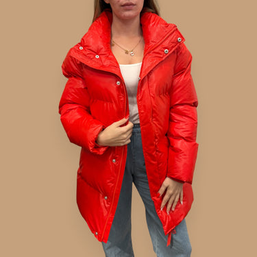 Manteau puff rouge pour femmes XXS-XS