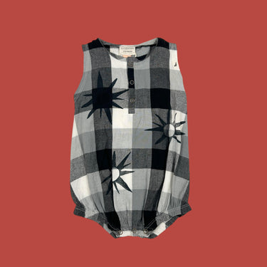 Barboteuse carreauté étoile noir/gris Turtledove 6-12M
