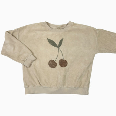 Pull beige ratine cerise 6-7Y