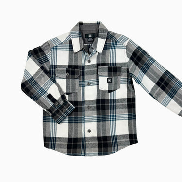 Chemise blanche carreauté noire et bleue 4Y