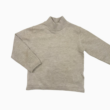 Chandail à col montant taupe en viscose et poly 3Y
