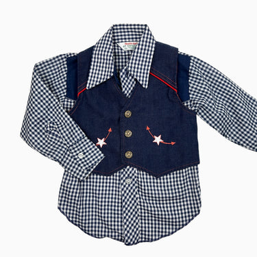 Chemise à vichy marine vintage 4Y