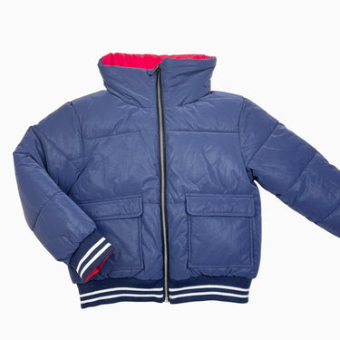 Manteau rouge puffer réversible marine scintillant 8Y