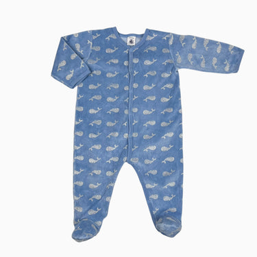 Pyjama bleu ciel 'baleines' en velours 12M