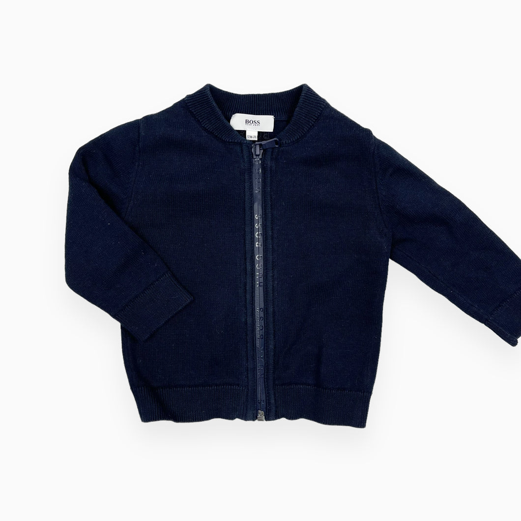 Cardigan bleu marine en tricot de coton 12M
