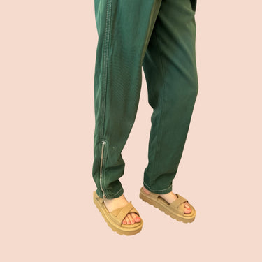 Pantalon vert avec coutures apparentes pour femmes 34EU