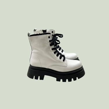 Bottes blanches à lacet en cuir pour femmes 38EU