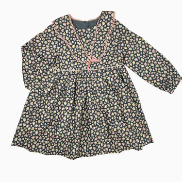 Robe bleu-gris à imprimé floral 3-4Y