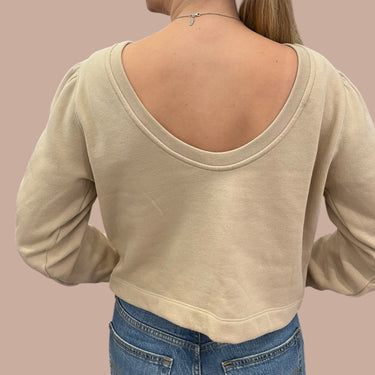 Pull cropped beige en poly et coton pour femmes T1 (S)