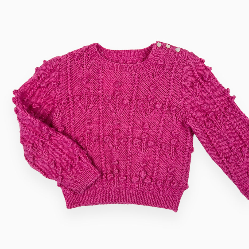 Pull en tricot de laine fuschia 2-3Y