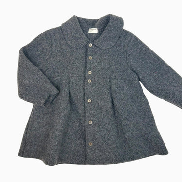 Manteau 'Anne' à col claudine charcoal en laine et poly 36M