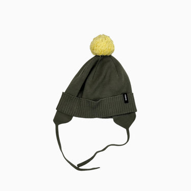 Tuque sauge avec pompon jaune 44-46CM 3-6M