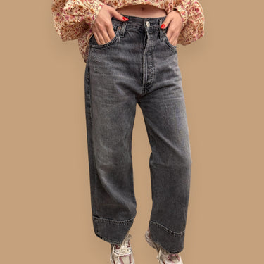 Jeans noir Tilda high rise wide leg pour femmes 25US