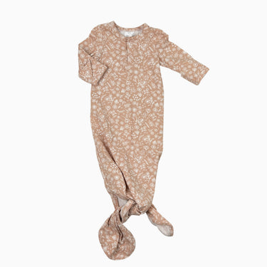 Dormeuse à noeud rose fleuri en coton et spandex 0-3M