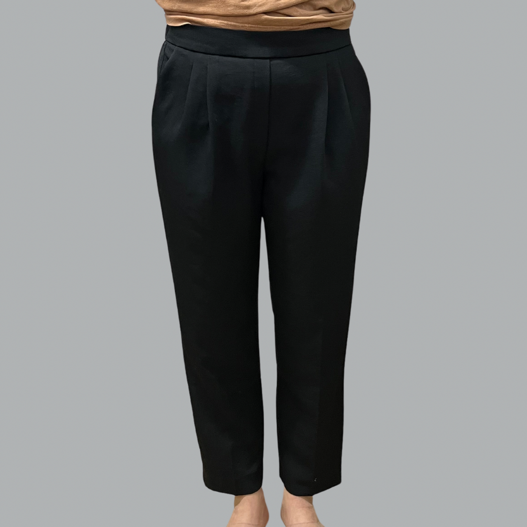 Pantalon noir taille haute en poly et rayonne pour femmes 12
