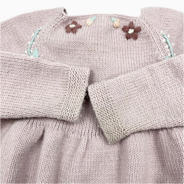 Barboteuse rose en laine avec broderie 12-18m