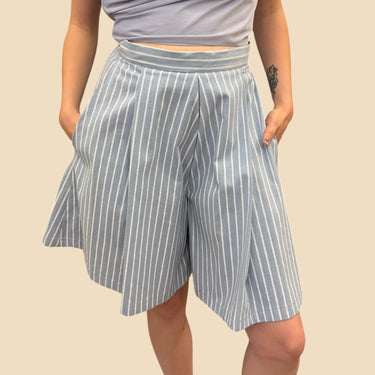 Short jupe bleue à rayures en coton pour femmes XS