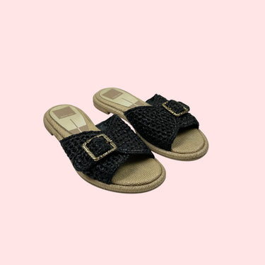 Sandales 'Alonzo' noires en raffia pour femmes 7US
