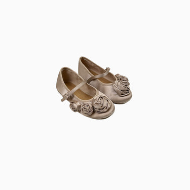 Ballerine rose 'fleurs' satinée à velcro 25EU