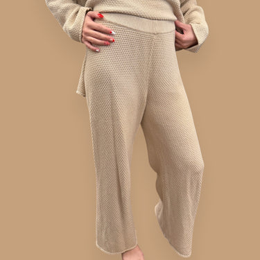 Pantalon crème en tricot de coton pour femmes XS