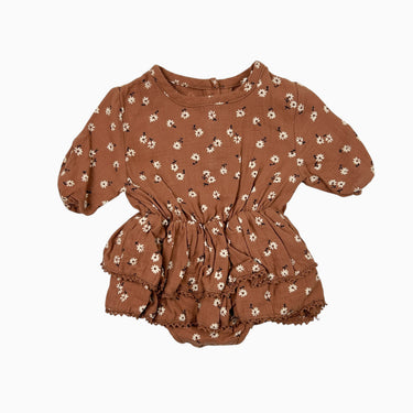 Barboteuse marron fleurie 0-3M