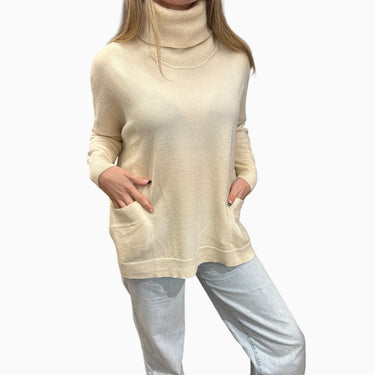 Pull crème col roulé 100% mérino pour femmes 38EU S