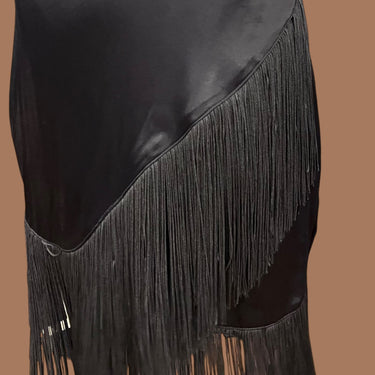 Robe noire avec frange en viscose pour femmes M