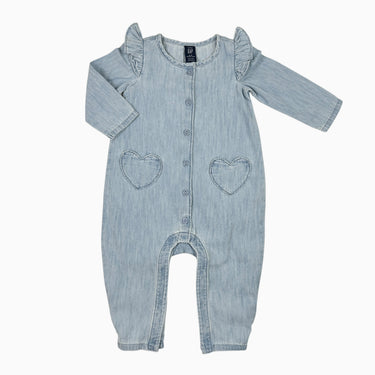 Combi en coton chambray 6-12M