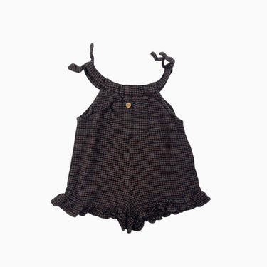 Combi short marron carreauté 12-18M