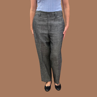 Pantalon marine en coton et chanvre pour femmes 8US