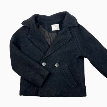 Manteau noir en laine et coton 9Y