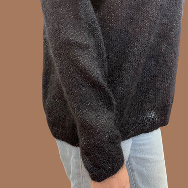 Pull noir pailletté 'Derby' en tricot de kid mohair, soie et poly pour femmes XS
