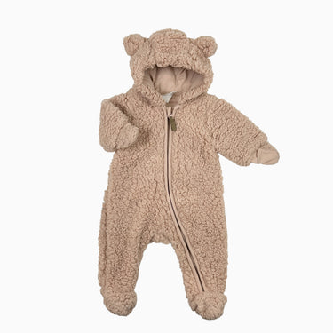Combi à capuchon rose en sherpa 0-1M
