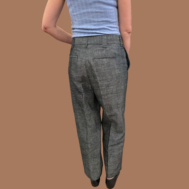 Pantalon marine en coton et chanvre pour femmes 8US