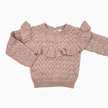 Pull rose en tricot à pointelle 1Y