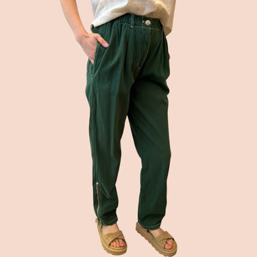 Pantalon vert avec coutures apparentes pour femmes 34EU