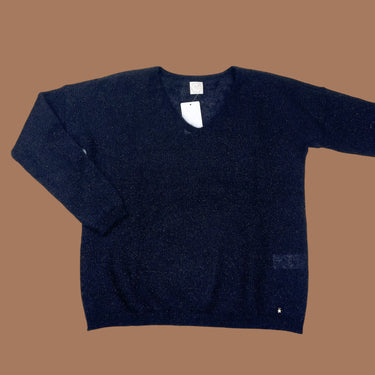 Pull noir pailletté 'Derby' en tricot de kid mohair, soie et poly pour femmes XS