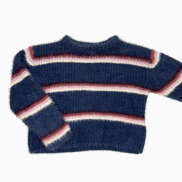 Pull marine à rayures en peluche 5-6Y