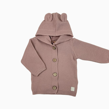 Veste à capuchon rose en tricot 9-12M