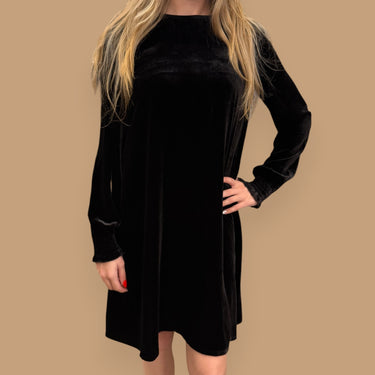 Robe noire en velours pour femmes 34EU