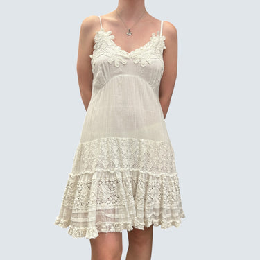 Robe blanche en coton avec broderie pour femmes 2US