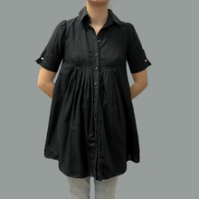 Charger l&#39;image dans la galerie, Robe noire en viscose et coton pour femmes taille 0

