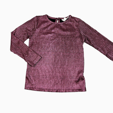 Haut rose métallisé plissé 110-116CM 5-6Y