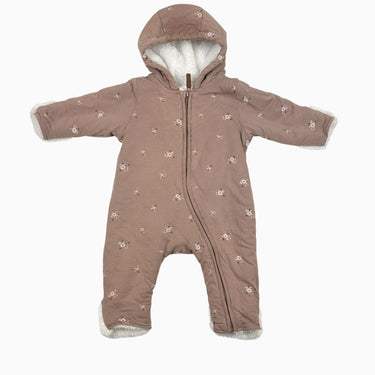 Combi mauve fleurie doublée en peluche 1-2M