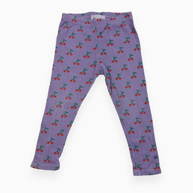 Legging violet à cerises à pointelle 24M