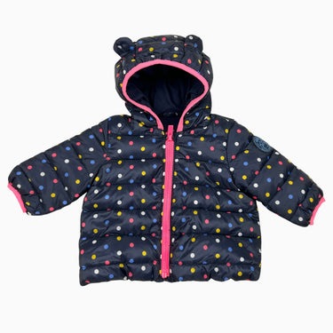 Manteau marine pois 0-6M