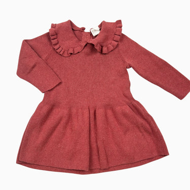 Robe framboise tricot coton bio 6-9M