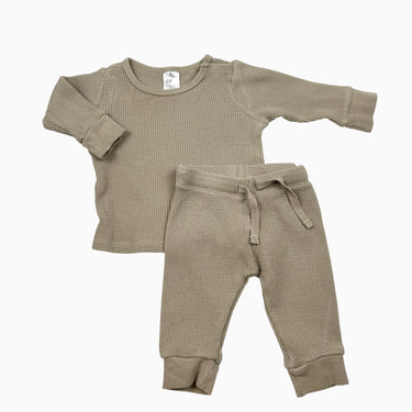 Ensemble beige en coton gaufré 4-6M